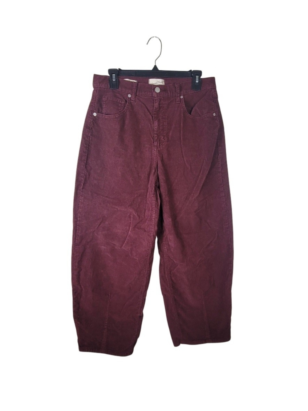 Universal Thread Corduroy Pants 8R High Rise Easy Barrel Maroon Burgundy Ankle